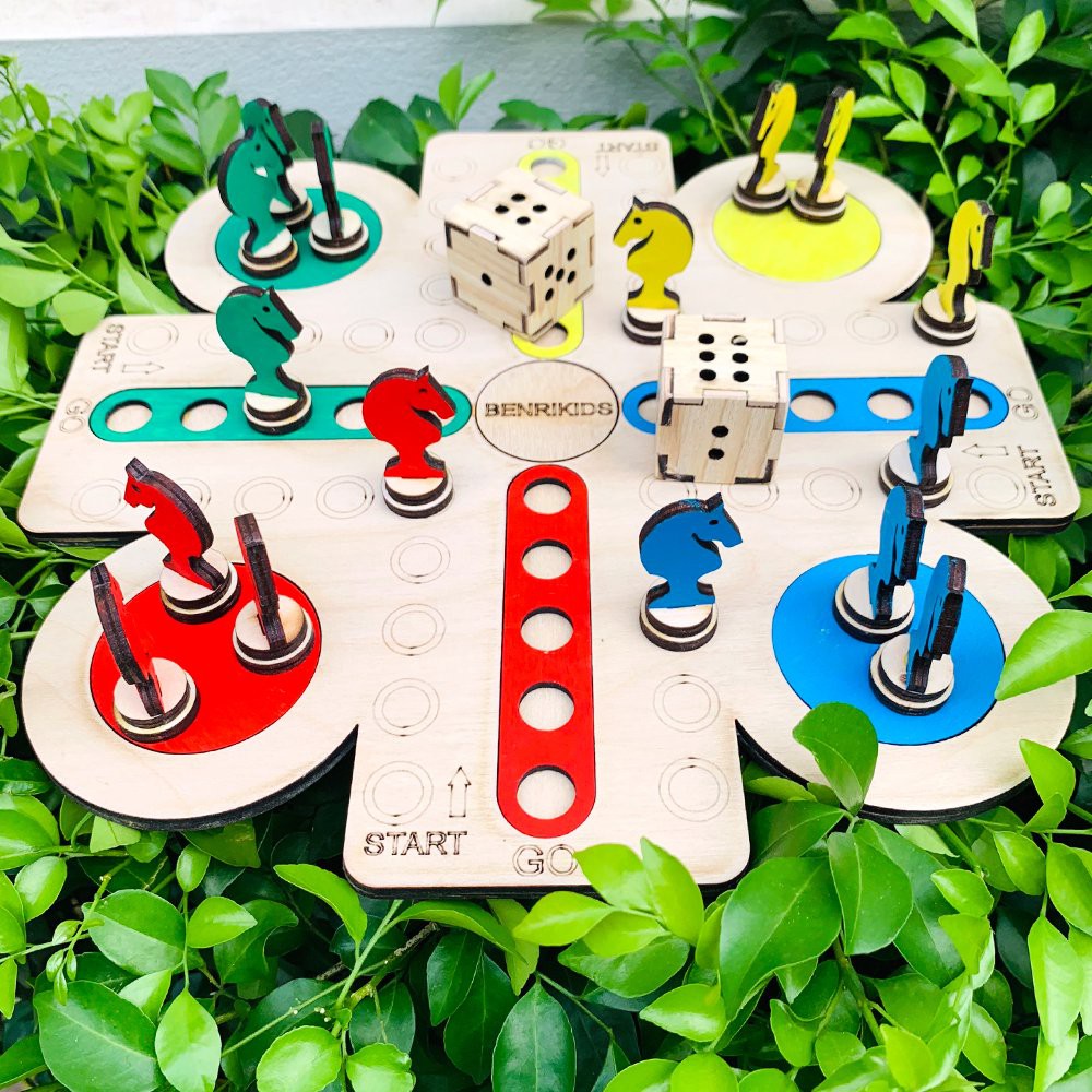 Đồ Chơi Giải Trí BoardGame Cờ Đua Ngựa Benrikids Bằng Gỗ Bạch Dương Phiên Bản 2023 Kèm Xí Ngầu Siêu Chất