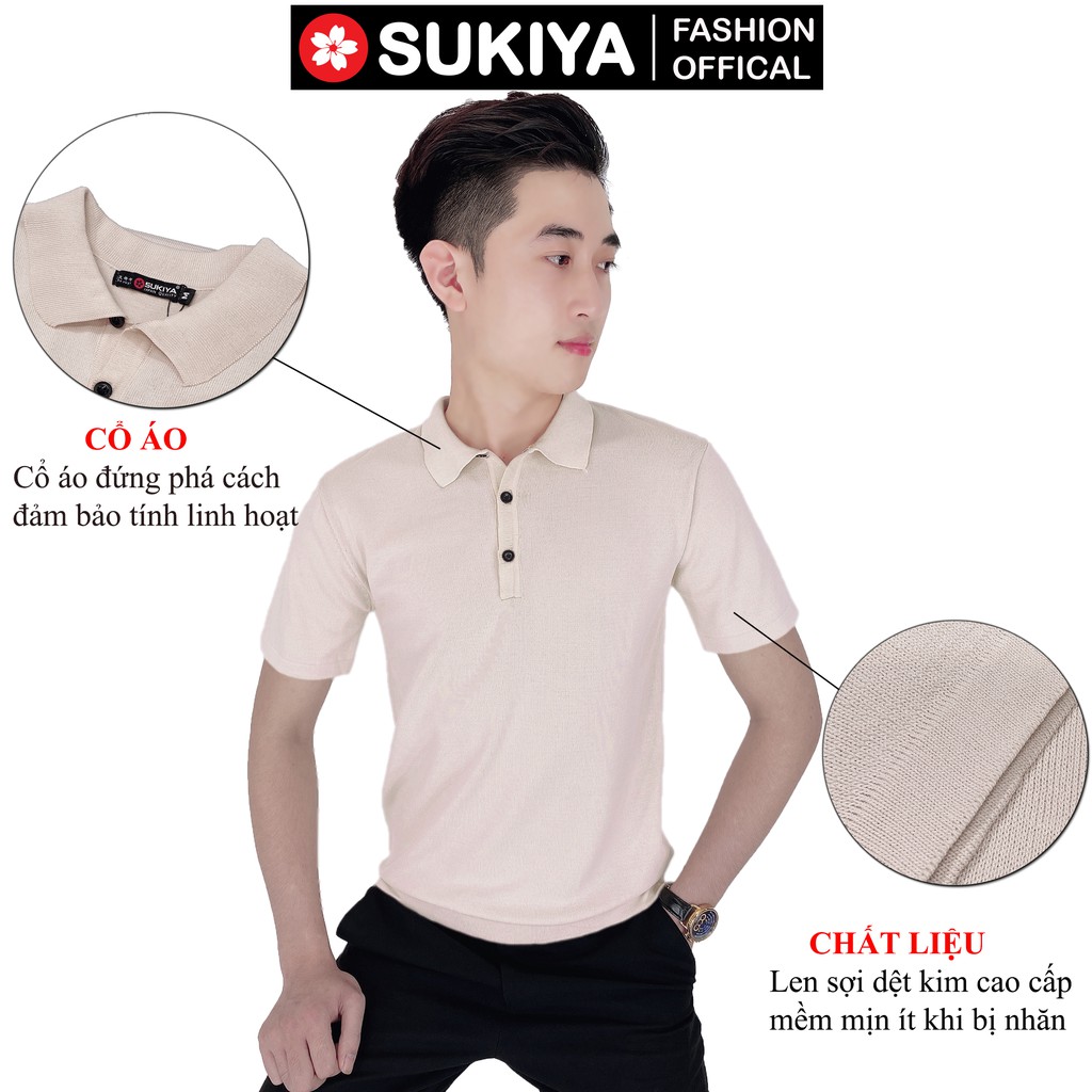 Áo len nam ngắn tay cổ bẻ hàng cao cấp Sukiya Fashion AL23 | BigBuy360 - bigbuy360.vn