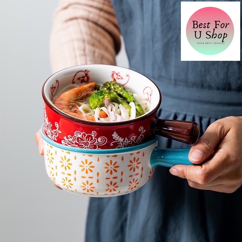 BÁT ĂN SALAD BÁT ĂN MÌ CÓ TAY CẦM MÀU ĐỎ BÁT Ô TÔ