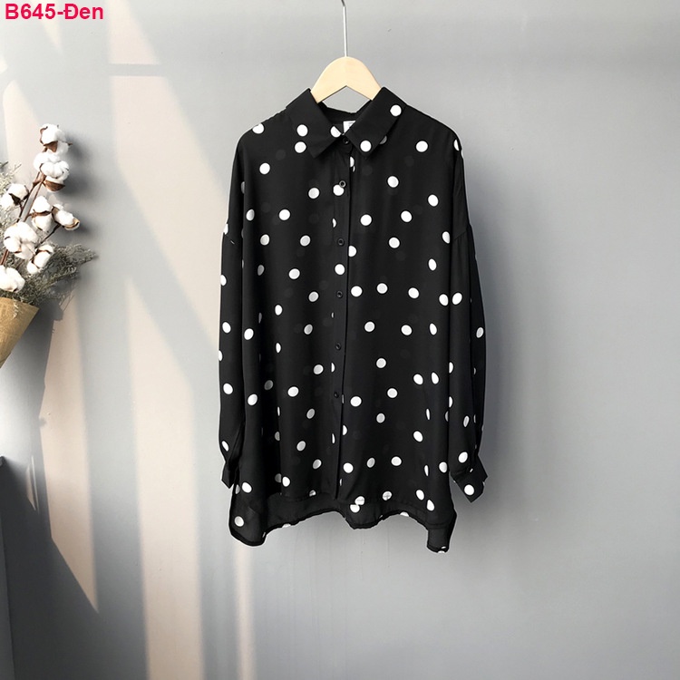 B645 ÁO SƠ MI CHẤM BI ĐƠN GIẢN TRẺ TRUNG SALE LẺ SIZE