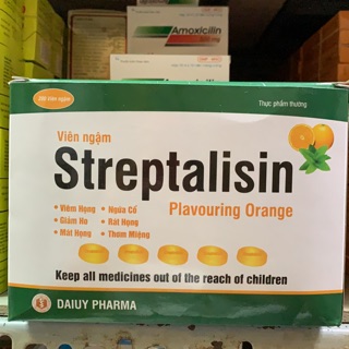 Kẹo ngậm giảm viêm họng streptalisin bạc hà hộp 200 viên