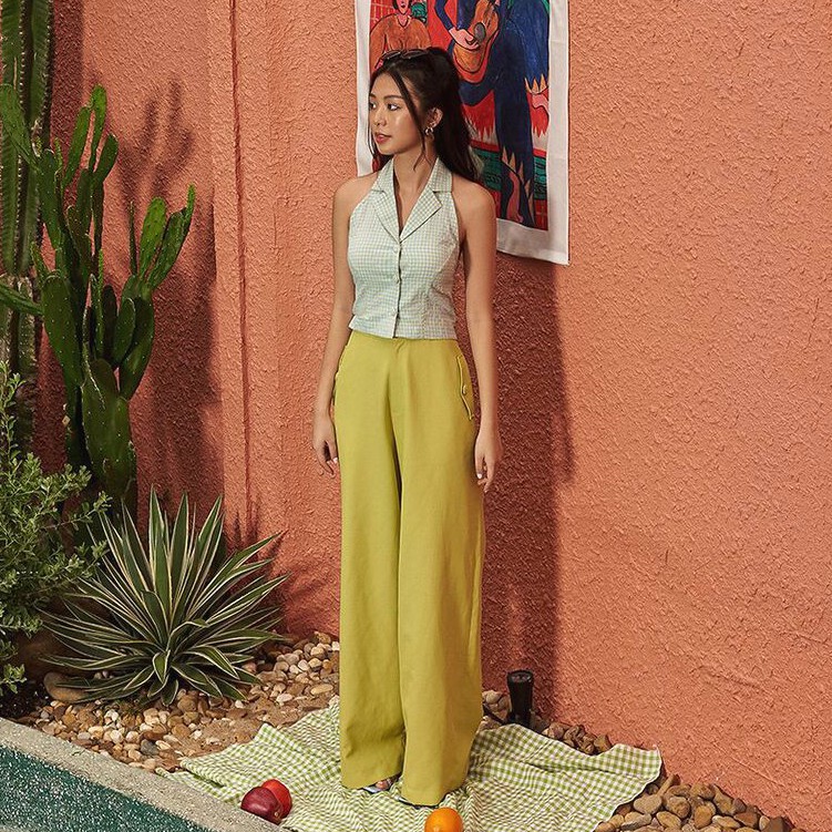 Quần suông MIEU túi nút bọc - GS11 (Xanh Chuối/ Tím/ Đen) | BigBuy360 - bigbuy360.vn