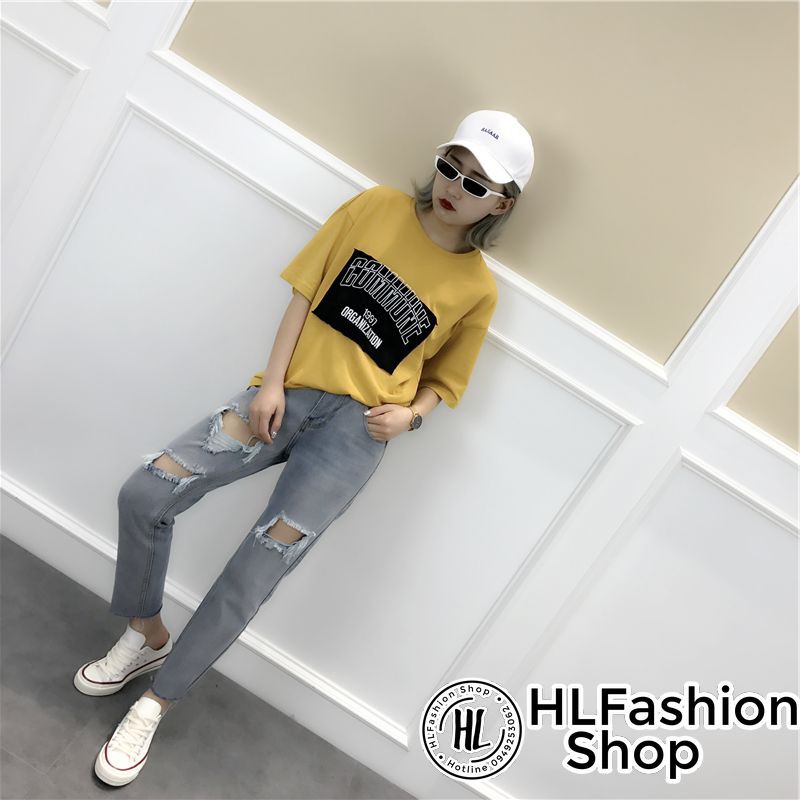 Áo thun tay lỡ form rộng Commune 1997 đơn giản mà đẹp, áo phông in HLFashion