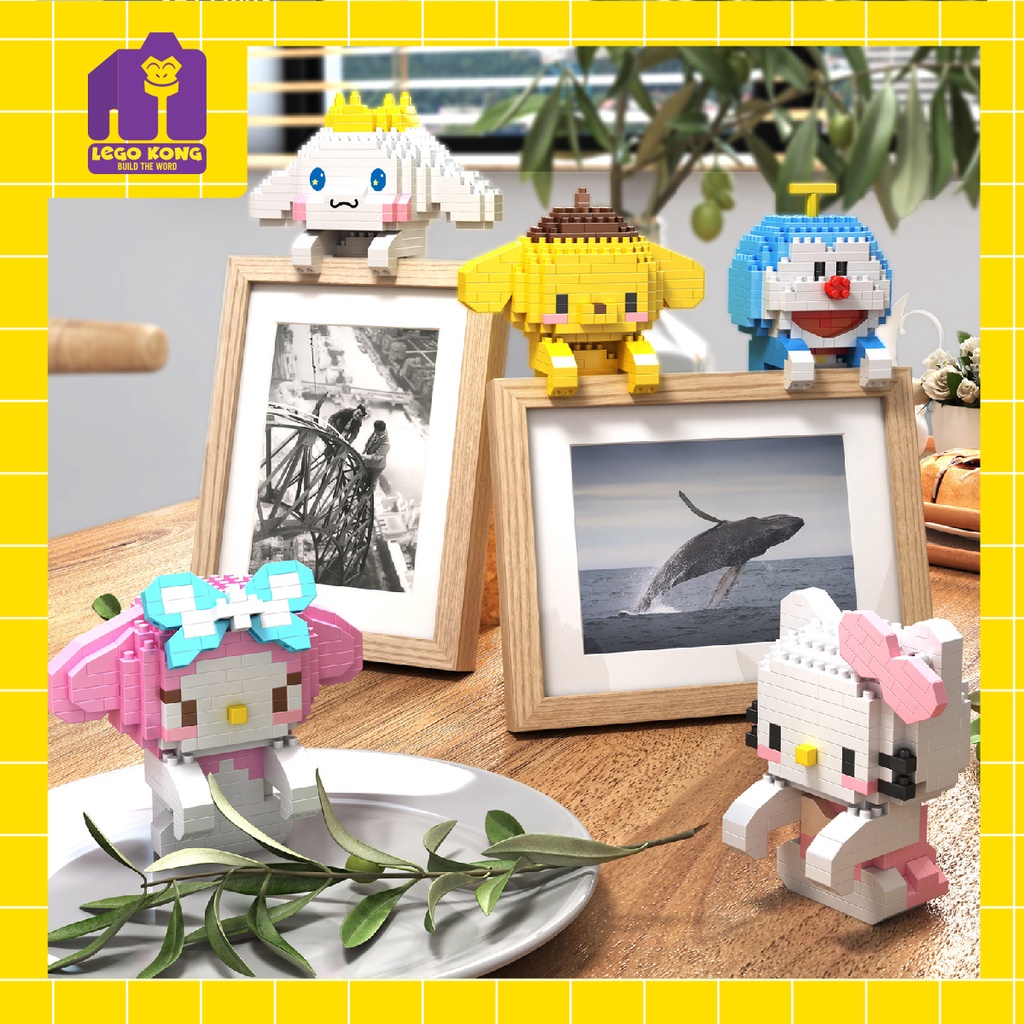 Lego trang trí 3d block Doraemon xếp hình pokemon khung tranh lắp ráp Cinnamoroll decor máy tính phòng trọ góc làm việc