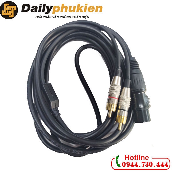 Cáp chuyển jack canon cái sang 2 đầu hoa sen dài 3m