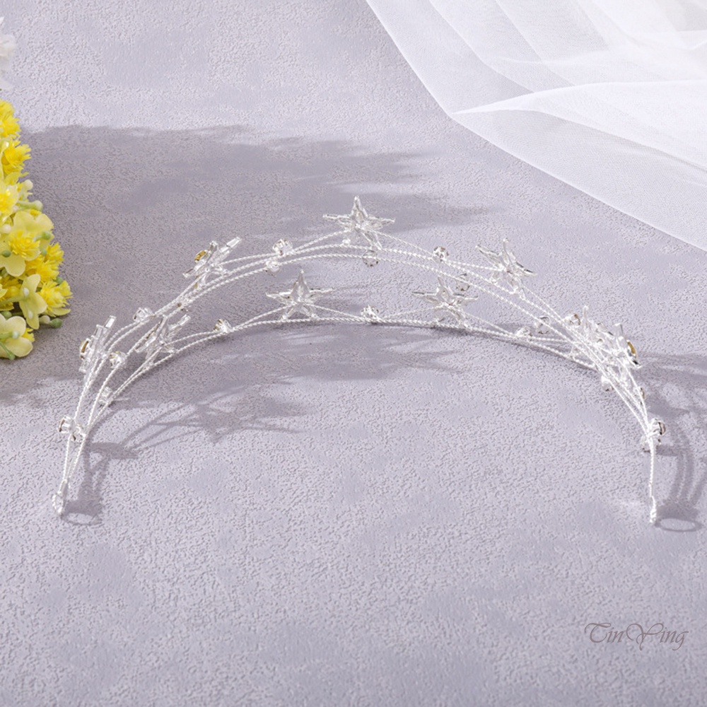 GETNOIVAS Băng Đô Cài Tóc Nhiều Lớp Đính Đá Hình Ngôi Sao Thời Trang Dành Cho Nữ