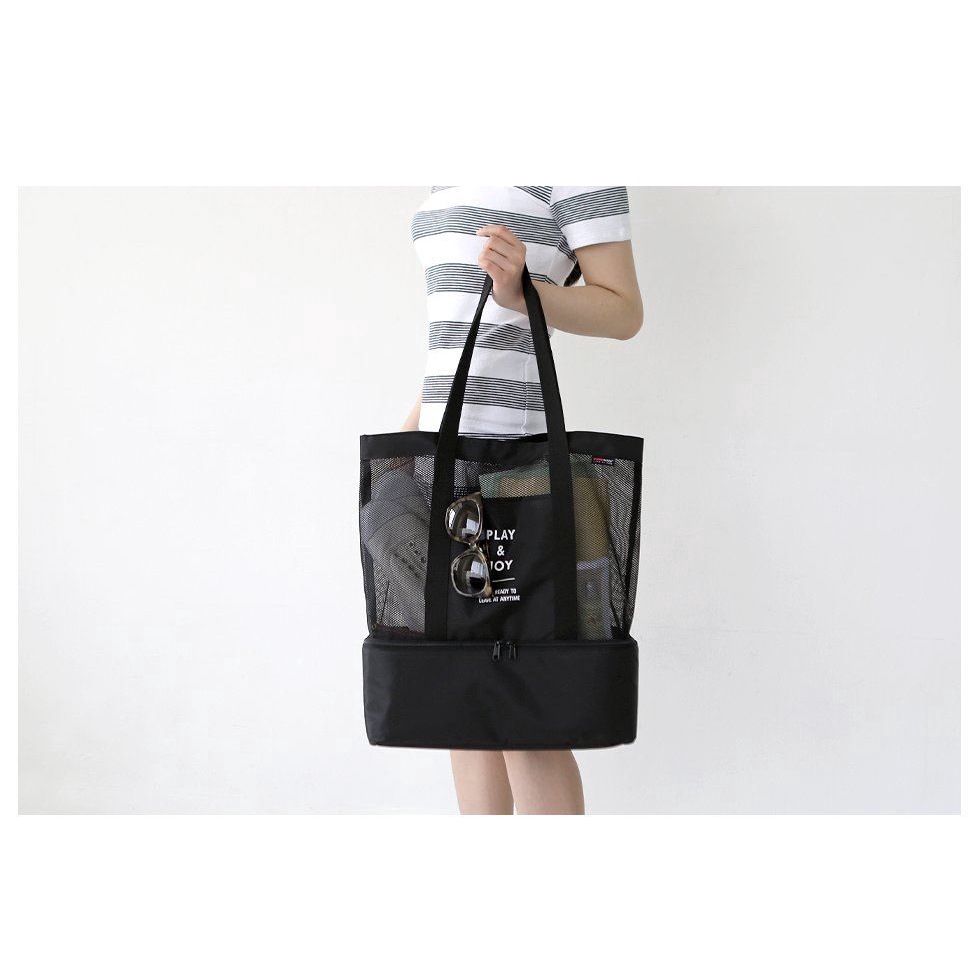 Travel/picnic portable mesh canvas bag