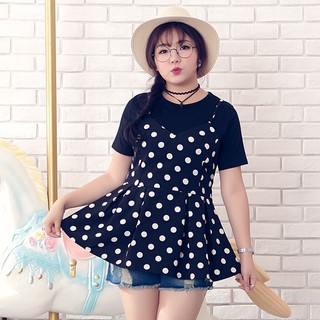 Áo cho người béo bigsize phối chấm bi