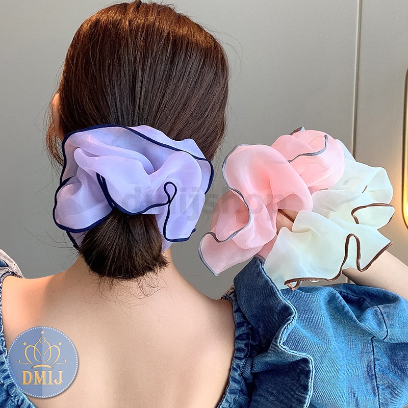 Cột tóc vải scrunchies loại to họa tiết đơn giản dây buộc tóc scrunchies đáng yêu