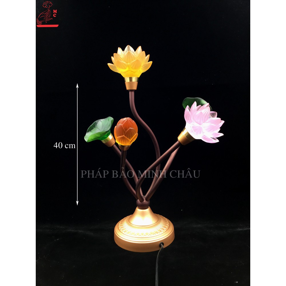 [PHÁP BẢO MINH CHÂU] Đèn Sen Lưu Ly Pha Lê