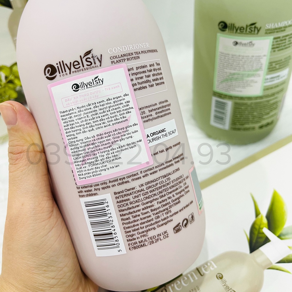 Dầu Gội Xả Trà Xanh mọc tóc eillyelsty hương thơm mềm mượt