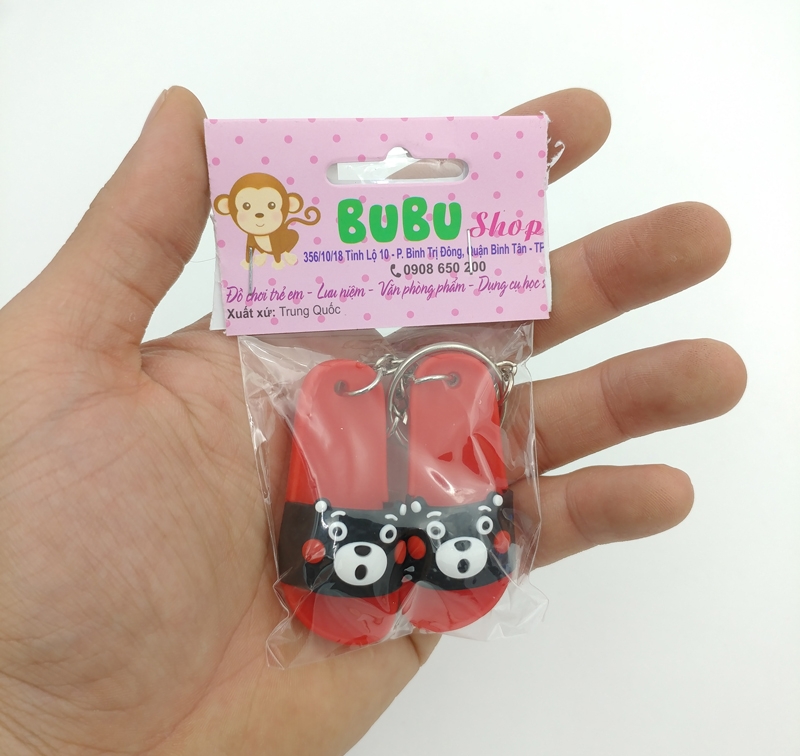 Móc Khóa Đôi Dép - Mẫu 25 - Kumamon - Đỏ Đen - Bu Bu