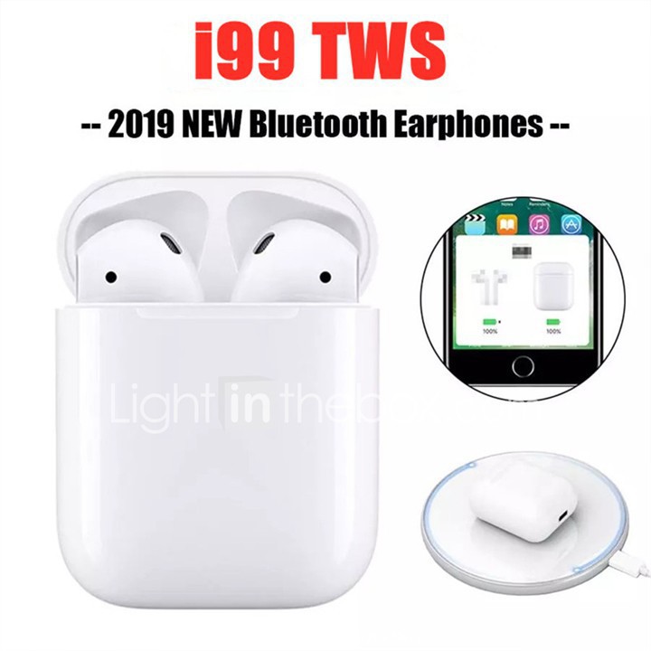 Tai Nghe Không Dây Bluetooth True Wireless I99 Chức Năng Giống Hệt Airpods - Hỗ Trợ Sạc Không Dây Nghe Nhạc Cực Hay