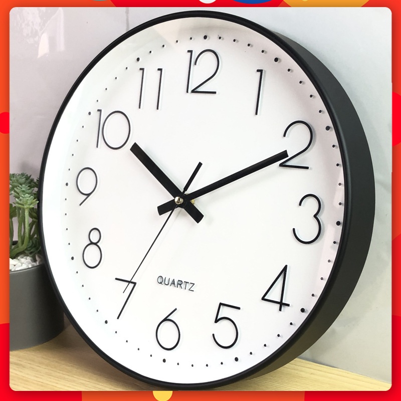Đồng hồ treo tường màu trắng chữ đen phong cách trẻ trung kích thước 30 cm và 35 cm M01 ĐỒNG HỒ OFFICIAL