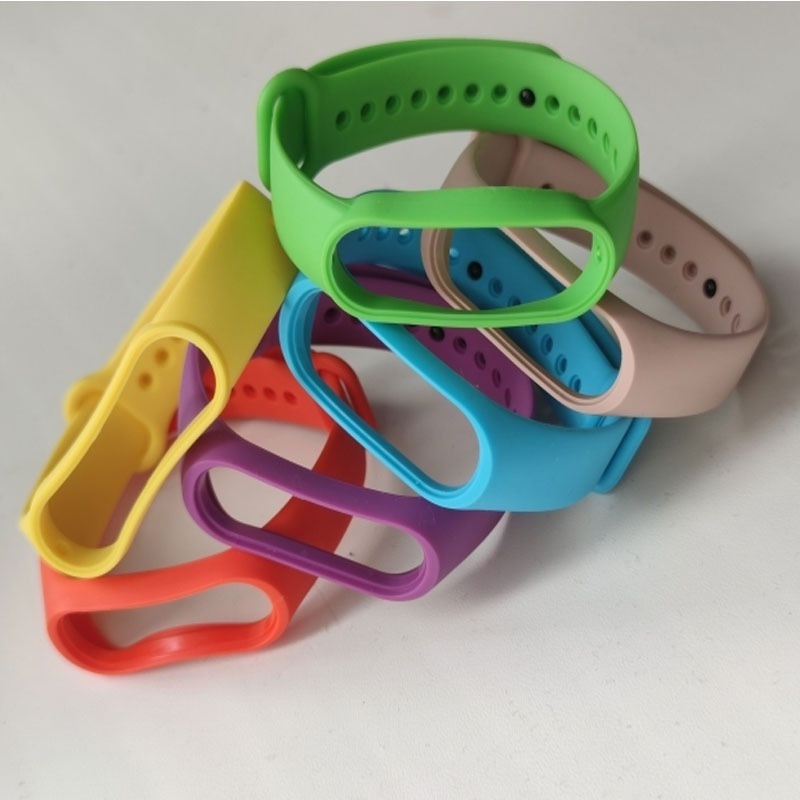 Dây Đeo Thay Thế Chất Liệu Silicon Màu Trơn Cho xiaomi mi band 7 6 5 4 3 4 5 Miband 4 3 5