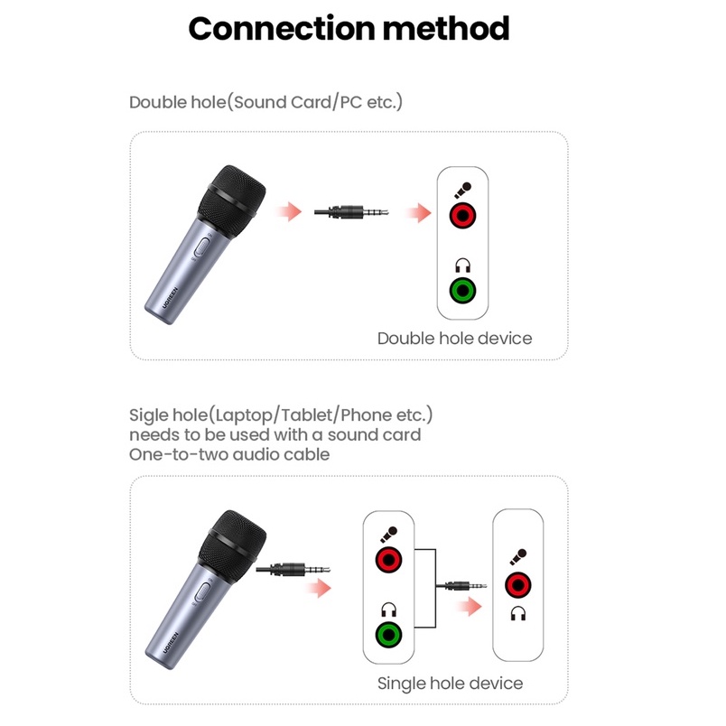 Micro UGREEN Dây Cáp Âm Thanh 3.5mm Cho PC / Điện Thoại Karaoke