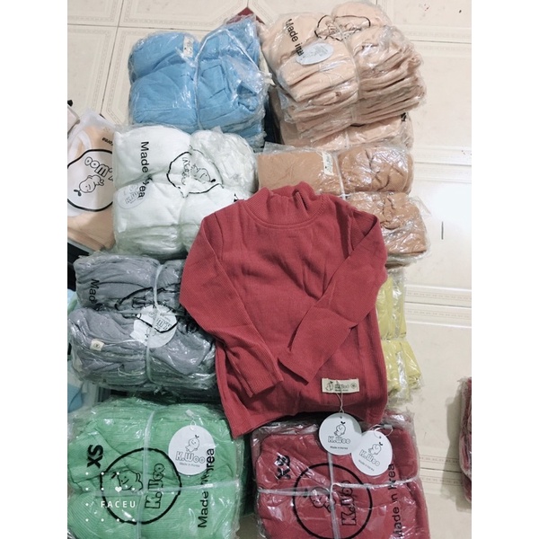 Áo gân tăm cổ 3 phân cho bé, áo dài tay cho bé