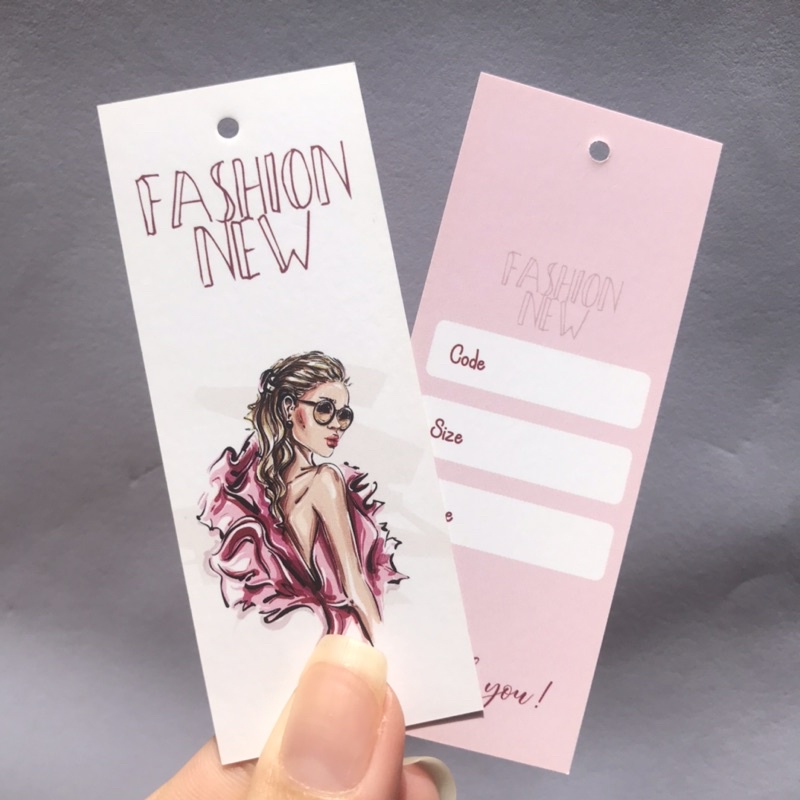 Mác quần áo, Tag Nhãn quần áo, THIẾT KẾ IN ẤN cho shop quần áo, bìa cứng, cán màng k thấm nước 100 mác - size 9x3.6cm