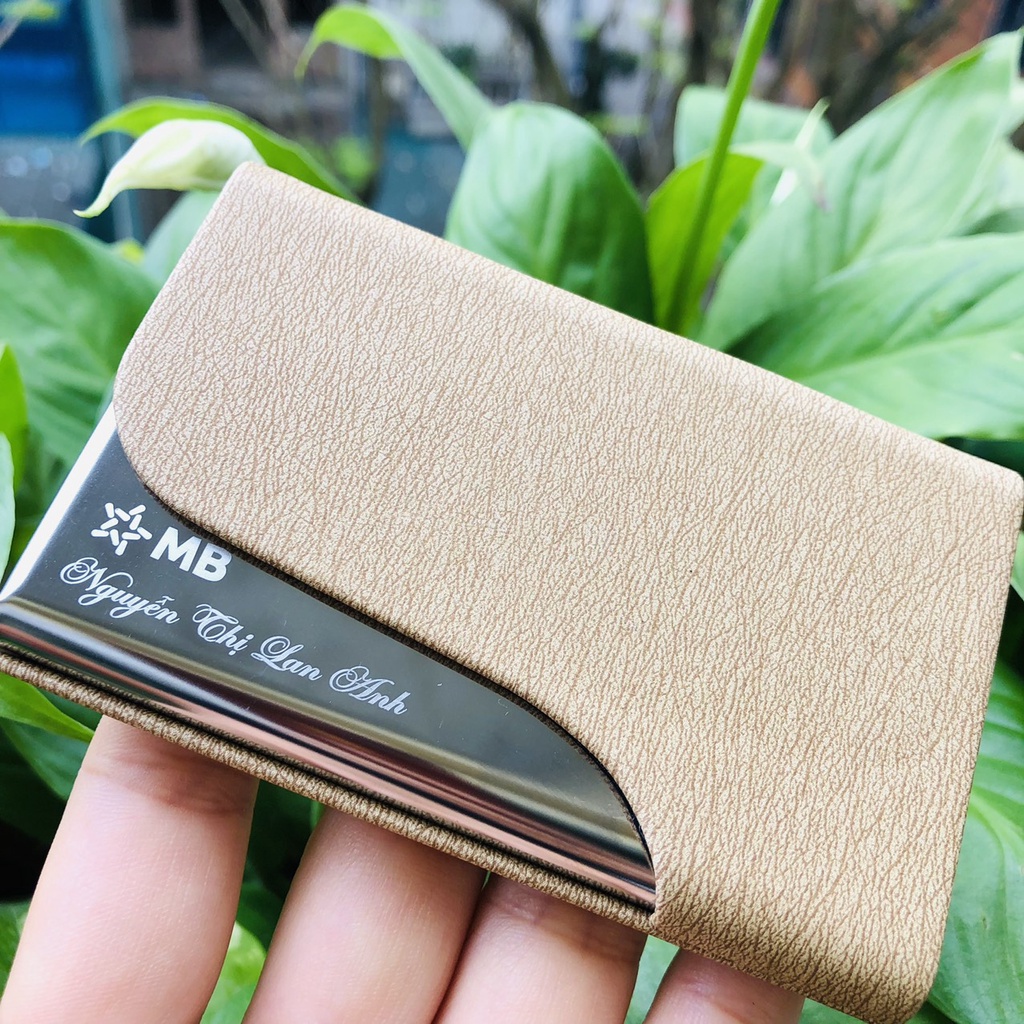 Ví đựng danh thiếp khắc logo ngân hàng MB làm quà tặng Sếp- hộp đựng name card cao cấp bằng da siêu bền