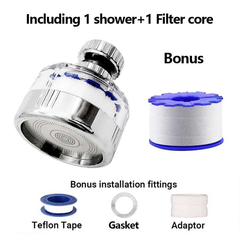 Đầu vòi tăng áp lõi lọc bông xoay 360 độ cho vòi nước bồn rửa chén bát loại ngắn 3cm -  QM.PK083