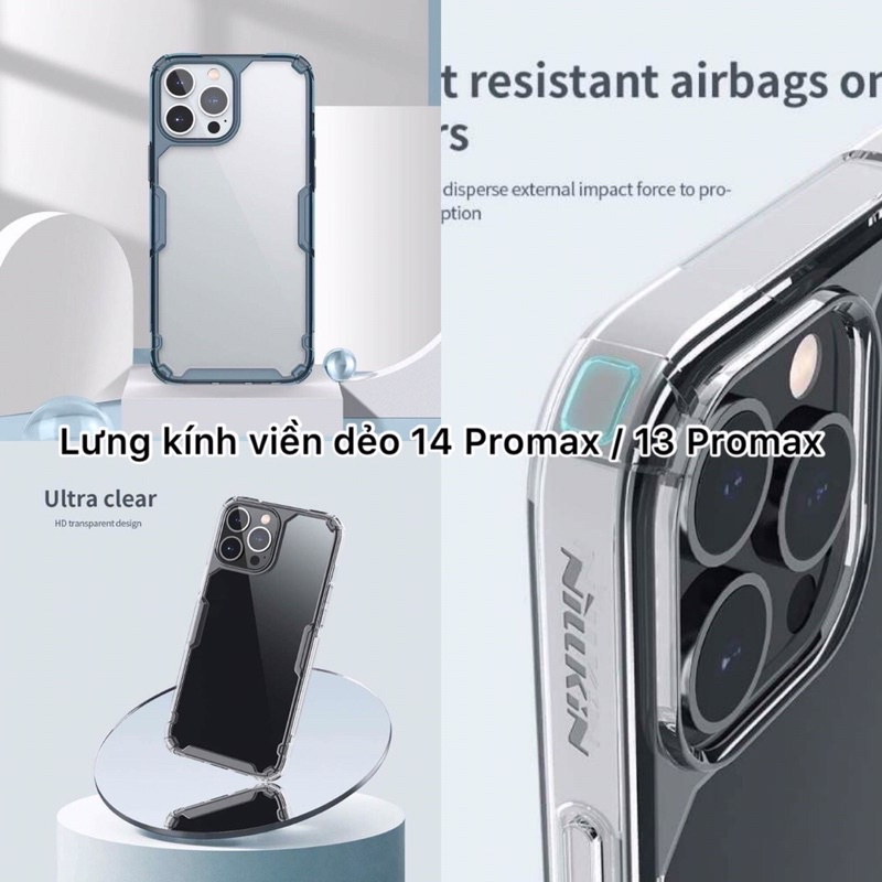 Ốp lưng trong suốt Nillkin cho iPhone 15 , 15 Pro Max , 14 ,14 Pro Max , 14 Pro , 13 , 13 Pro Max , 12 Pro Max chống sốc