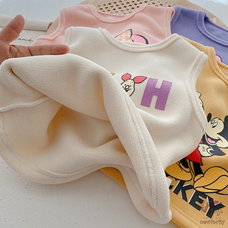 Áo khoác nỉ lông cừu in họa tiết hoạt hình phong cách Hàn Quốc thời trang dành cho trẻ em