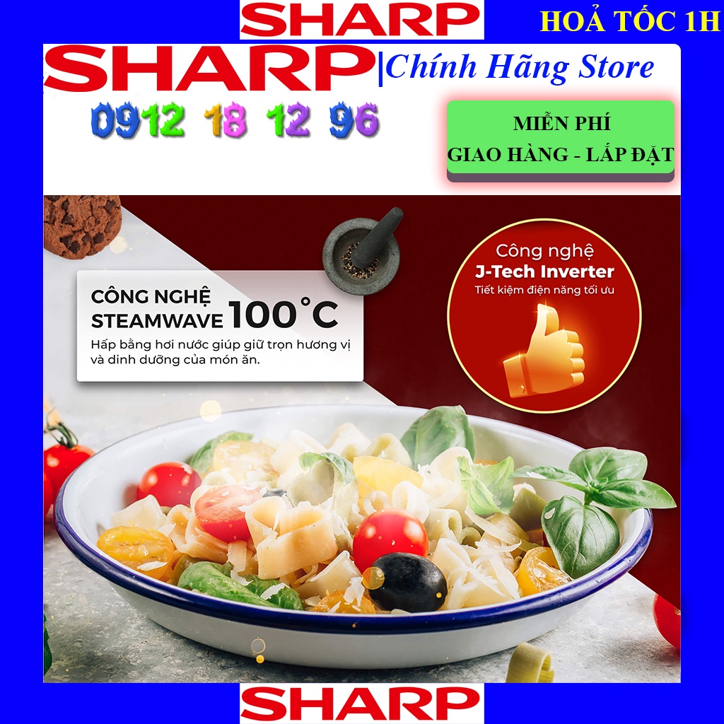 [SHARP AX-1250VN] - Lò vi sóng hơi nước Sharp AX-1250VN-B 25 Lít, Bảo hành chính hãng 12 tháng.