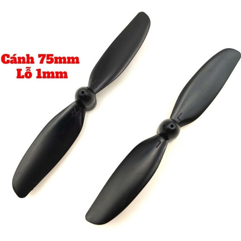 bộ 2 cánh quạt máy bay mini thuận nghịch 75mm trục 1mm chất nhựa ABS bền làm máy bay tàu lượn thuyền - LK0268