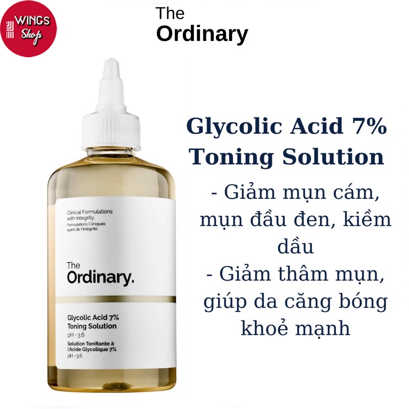 Toner The Ordinary Toner tẩy da chết Glycolic acid 7% 240ml Toning Solution | Wings Shop