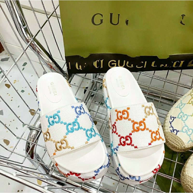 Dép Guccii đế bánh mì xuồng Nâu xanh đen trắng hàng loại 1 xịn 5p và 9p