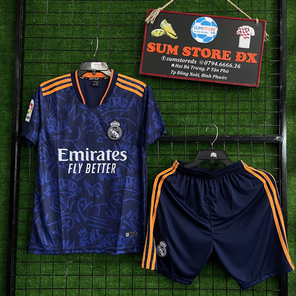 Quần Áo Bóng Đá CLB Real Madrid Sân Khách 2021 - Áo Bóng Đá Mẫu Mới, Đẹp, Giá Rẻ