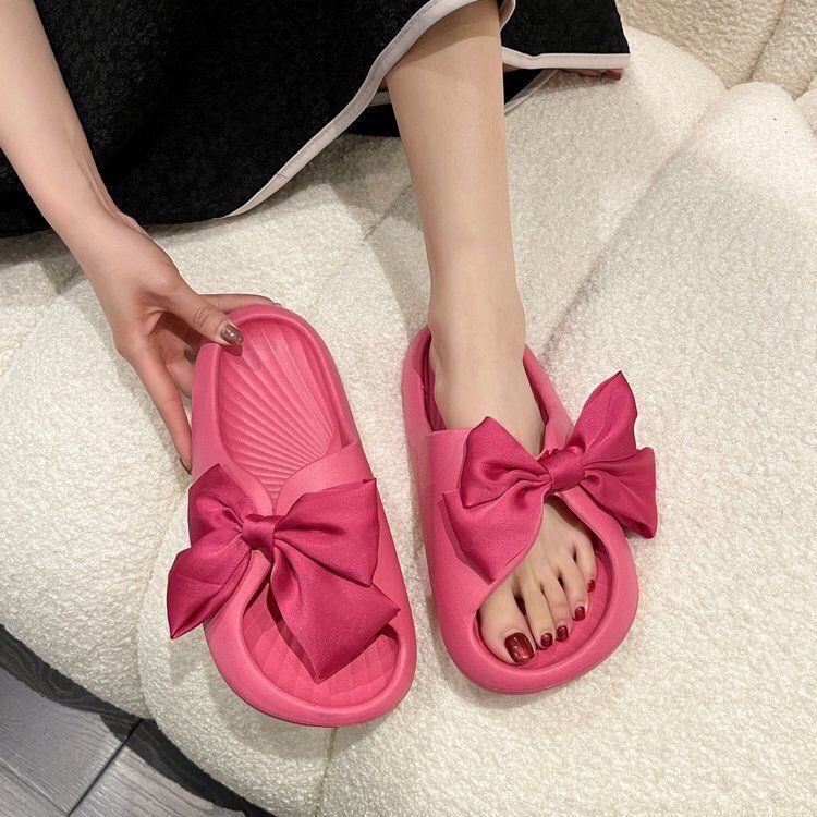 Dép đi trong nhà đế mềm đính nơ thời trang phong cách mùa hè