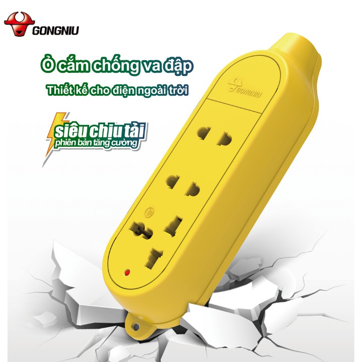 Ổ Cắm Điện Gongniu Đa Năng Chống Va Đập 4 Ổ 2500W/10A (C5) - Chính Hãng