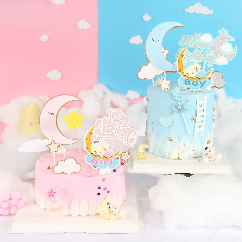 Phụ Kiện Trang Trí Bánh Kem Hình Bong Bóng / Trăng Sao / Đám Mây / Ngôi Sao / Đám Mây Ba Chiều Nhiều Màu Sắc Dùng Trang Trí Bánh Kem Thẻ