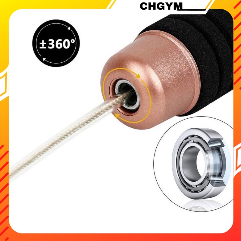 Dây nhảy thể lực đàn hồi 2,9m chính hãng CHGYM, Dây nhảy giảm cân lõi thép bọc silicon cao cấp