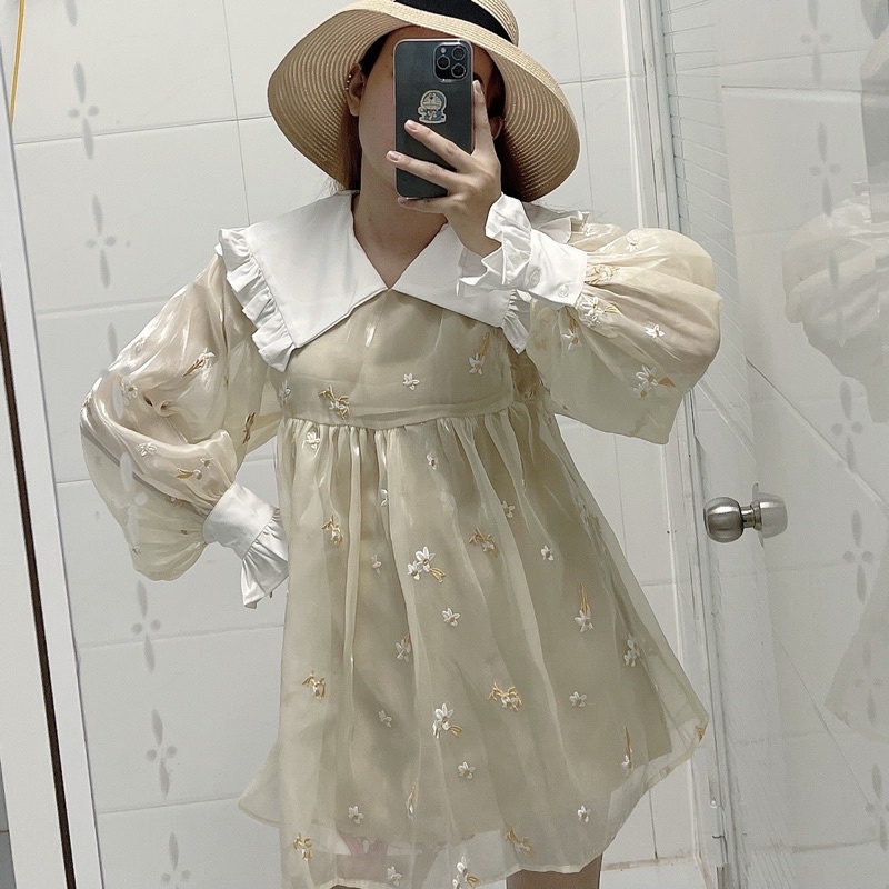 Đầm Babydoll hàng thiết kế siêu xinh, chất vải organza XẢ NGHỈ