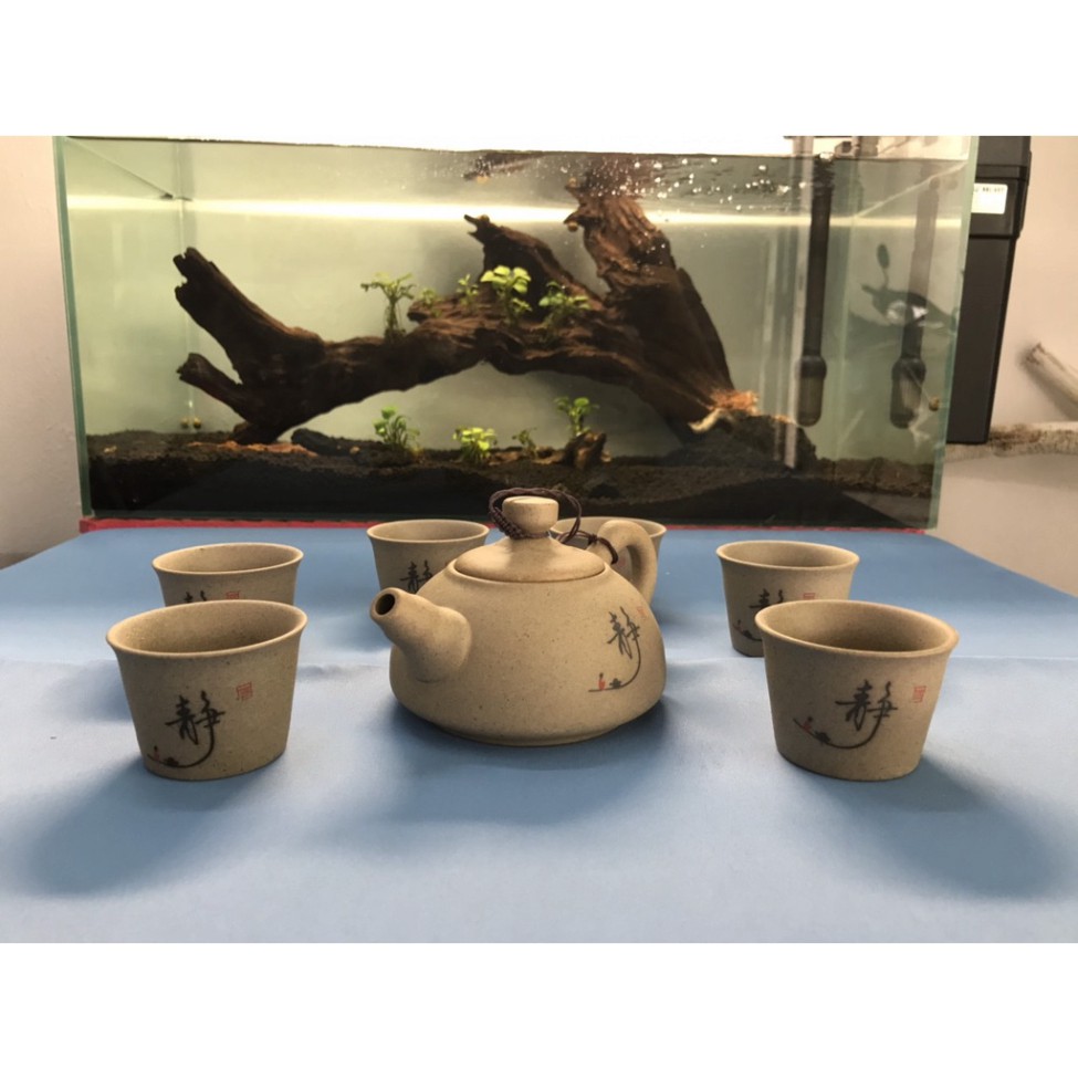 BỘ ẤM TRÀ NHAM SA CAO CẤP - CHỮ TĨNH - 1 ẤM 6 CHÉN cam kết hàng đẹp