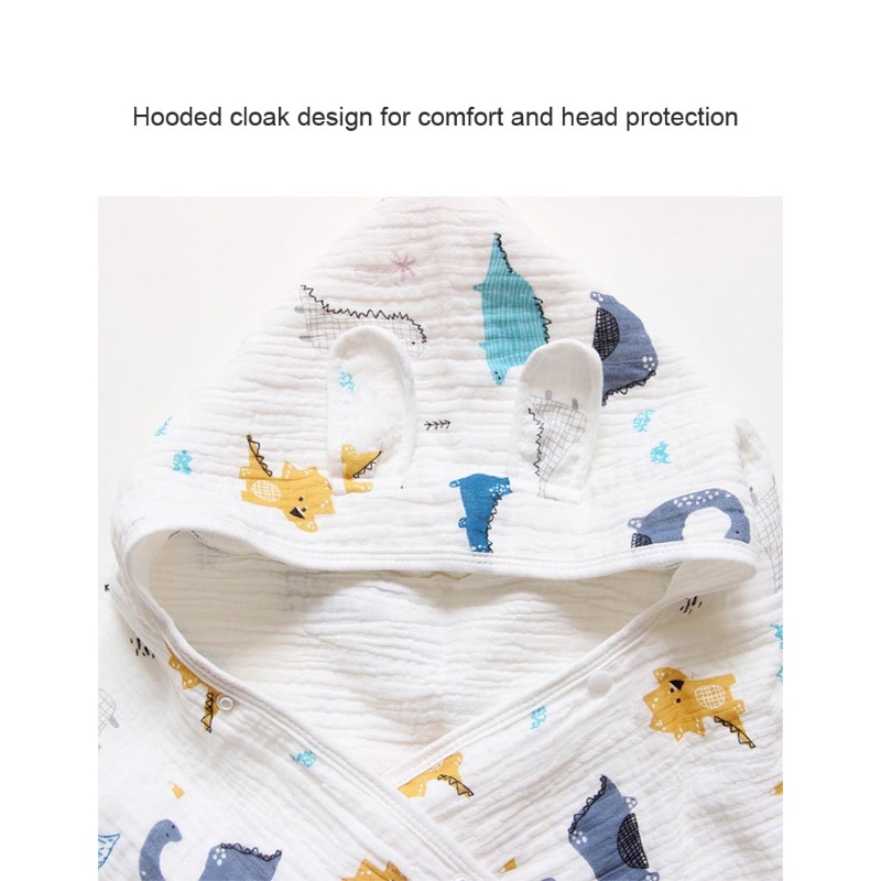 Khăn Choàng Tắm Có Nón Bằng Cotton Mềm In Họa Tiết Hoạt Hình Cho Bé