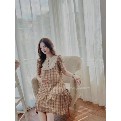 Váy bầu thiết kế công sở mùa hè -đầm bầu dáng suông thời trang dáng dài- xmay đồ bầu tkutrang 0966.552.194