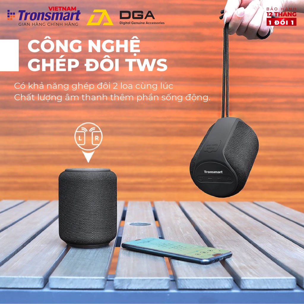 Loa không dây Bluetooth Tronsmart Element T6 Mini 15W Chống nước IPX6