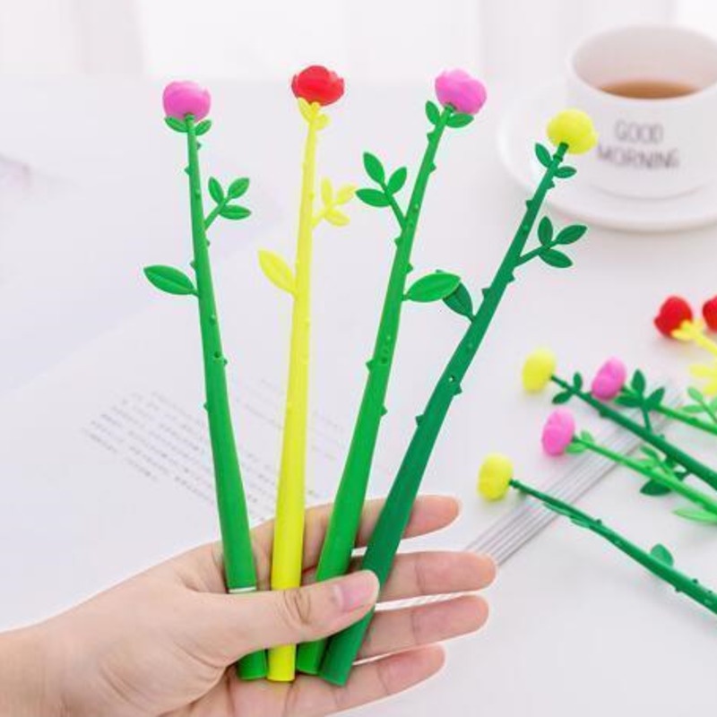 1 Cây Bút Gel Silicone Hình Hoa Hồng