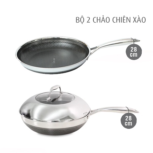 [Hàng chính hãng] BỘ 2 CHẢO CHIÊN, XÀO iMat BLACKCUBE, CÙNG SIZE