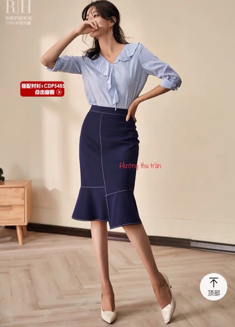 Chân váy đuôi cá lệch trần chỉ thời trang công sở sành điệu | BigBuy360 - bigbuy360.vn