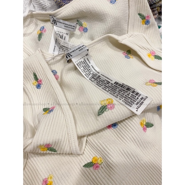 | CÓ SẴN | Áo ZA.RA SEAMLESS EMBROIDERED CROP TOP hàng XK