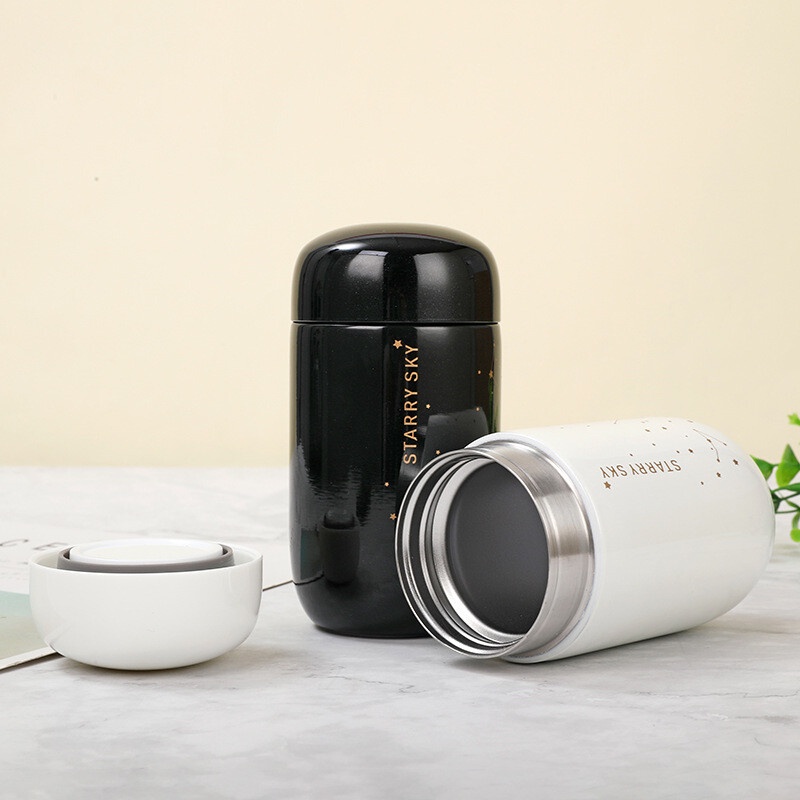 CỐC GIỮ NHIỆT cà phê hình quả trứng mini họa tiết bầu trời sao,Bình nước giữ nhiệt bằng thép không gỉ304 200ml dễ thương