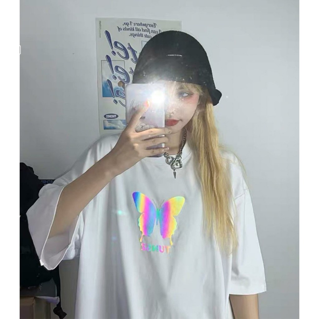 [ FREESHIP ] ÁO THUN NAM NỮ UNISEX FORM RỘNG TAY LỠ PHẢN QUANG CAO CẤP NITI2 IN CON BƯỚM TRƯỚC NGỰC SIÊU HOT TREND-TH55