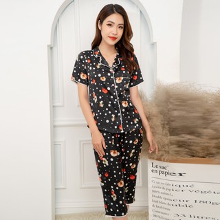 Bộ lửng mặc nhà nhiều màu cổ B Hoa Việt