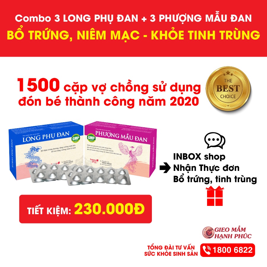 COMBO 3 Phượng Mẫu Đan 40 viên + 3 Long Phụ Đan 40 viên Bổ trứng Niêm mạc, khỏe Tinh trùng