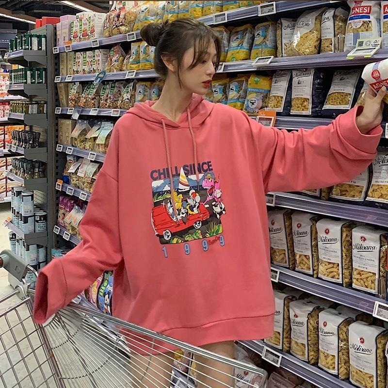 Áo Hoodie Tay Dài In Chữ Đơn Giản Phong Cách Hàn Quốc Cho Nam Và Nữ