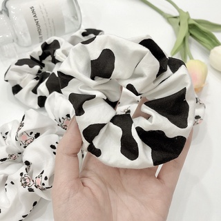 Dây buộc tóc Srunchies họa tiết bò sữa loại phồng to Mì Collection - dây buộc tóc nữ Srunchier thun buộc tóc
